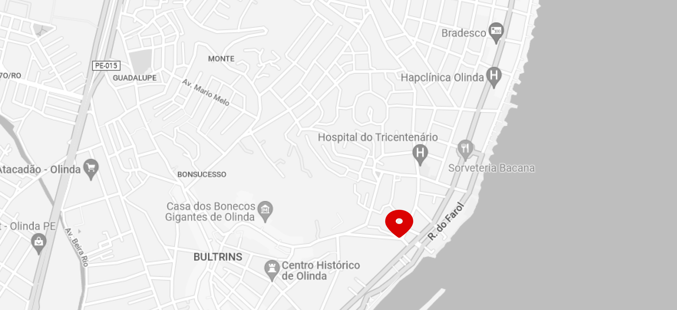 mapa marcando o endereço em Rua Caju com banana, 100 Olinda - PE